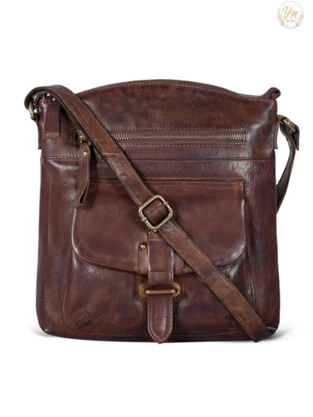 Genuine Leather Crossbody Bag for Women Medium Purse with Zippered Pockets